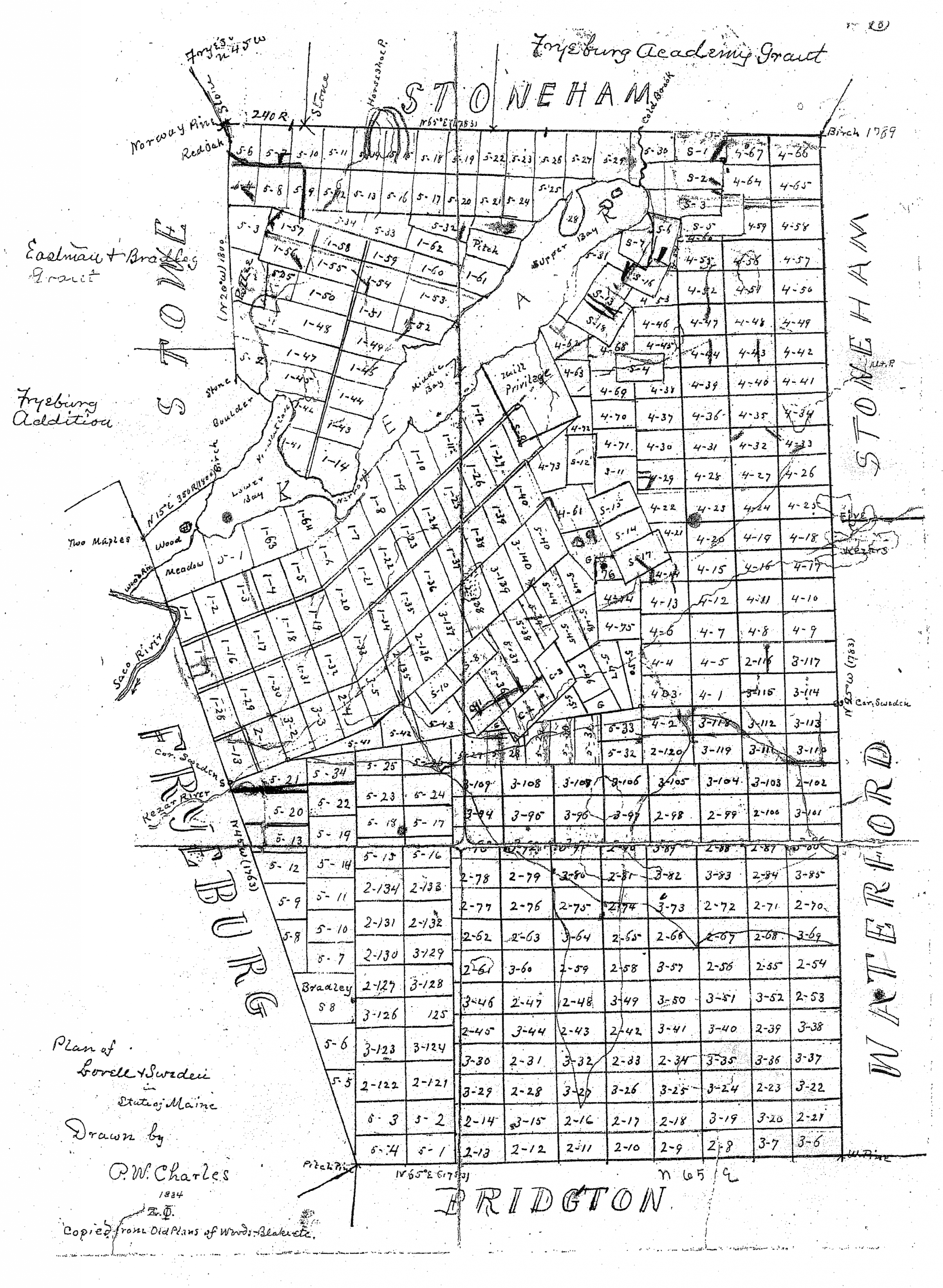 Maine Genealogy Archives Plan of Lovell and Sweden, 1884